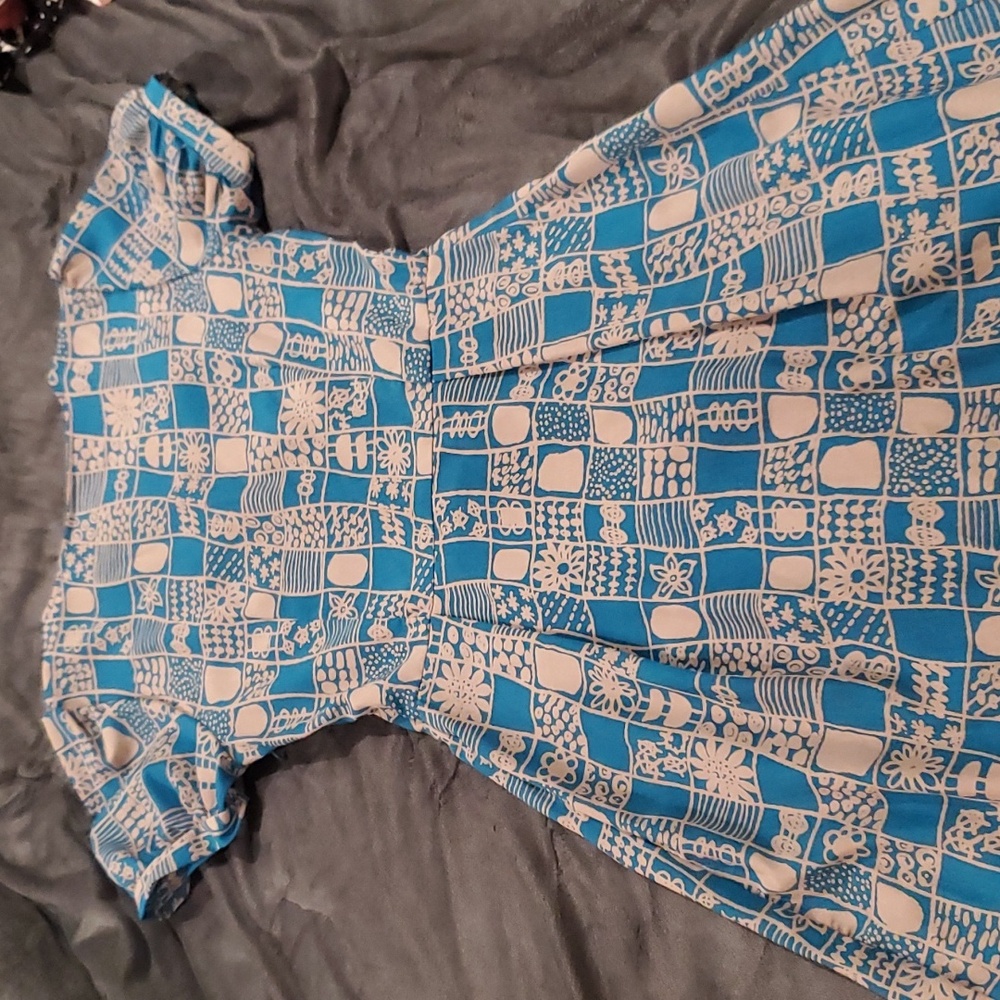 Vintage modcloth blue/taupe dress size medium - Picture 3 of 8
